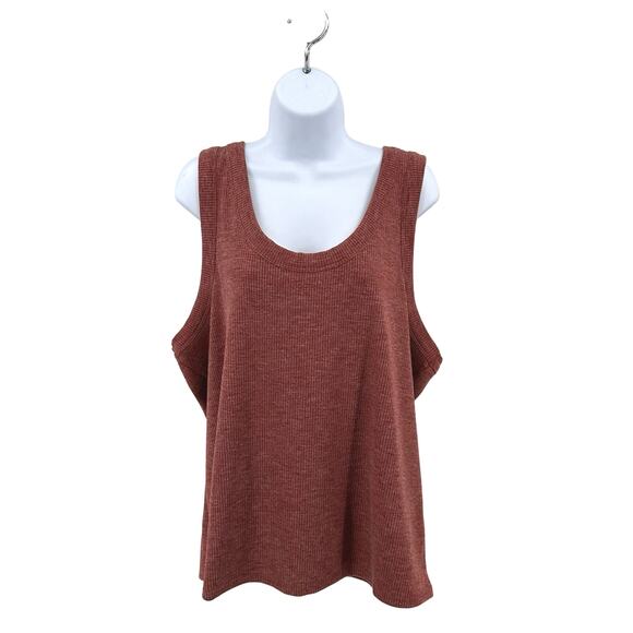 Prologue Burnt Orange Fitted Ribbed Tank Top Womens Plus XXL Scoop Neck Stretch - Picture 4 of 7